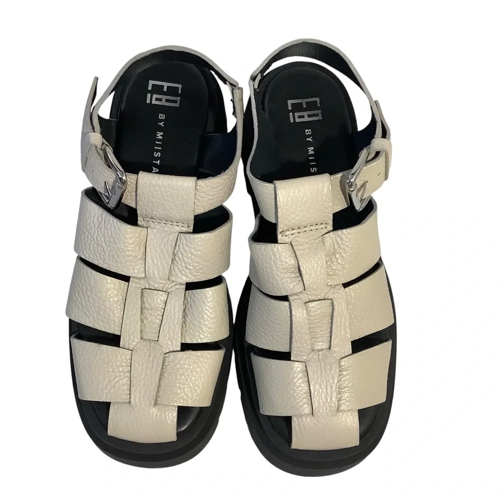 By MIISTA Women's Beige Kornelia Sandals with Black Sole - Picture 2 of 8